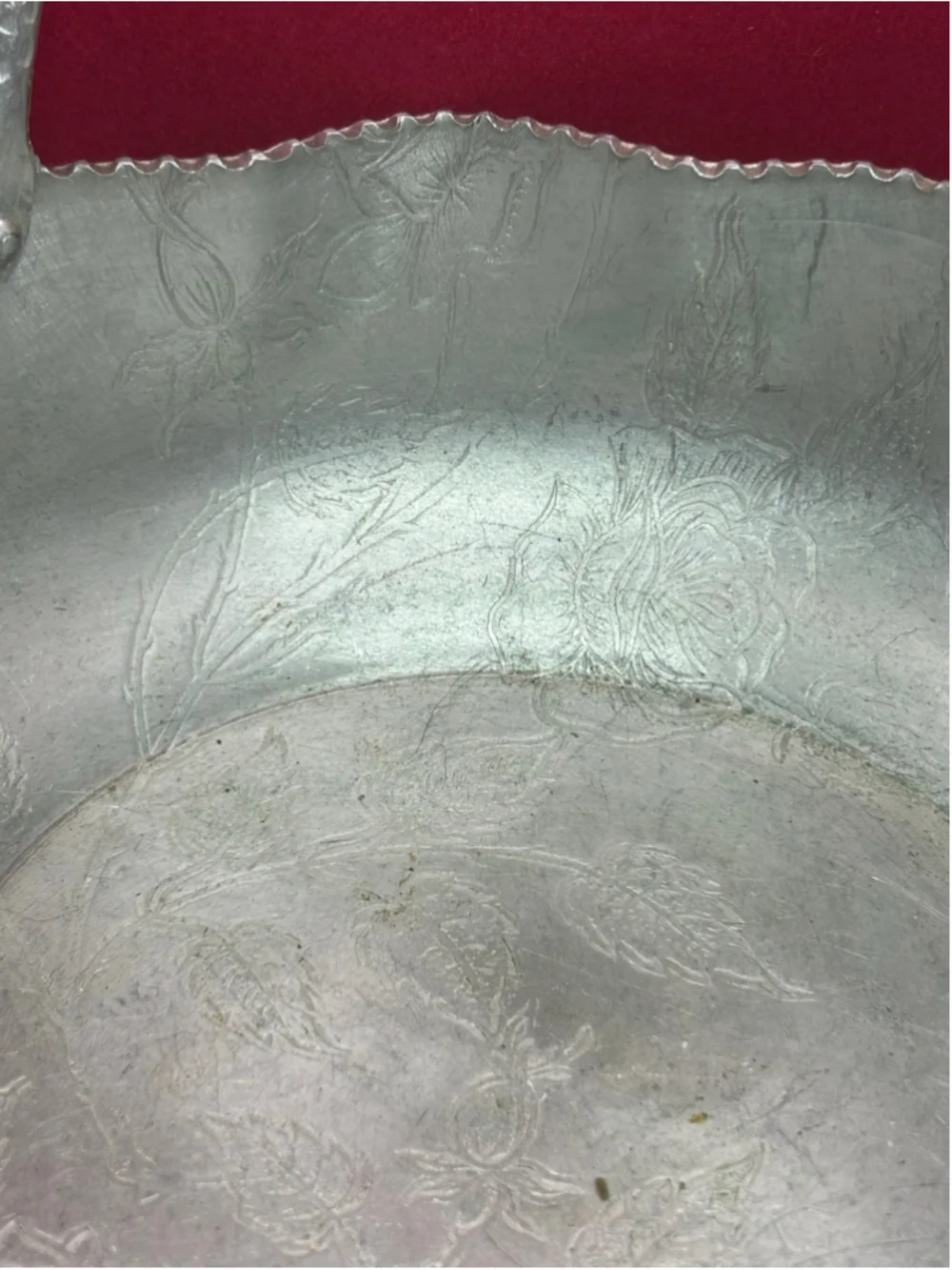 Barricini Silver Metal Floral Serving Basket One Size